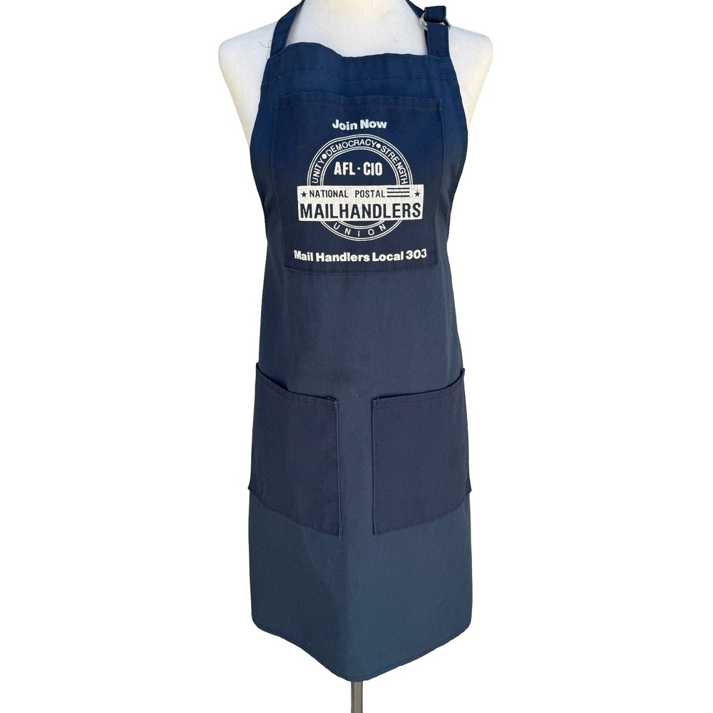 National Postal Mail Handlers Union Local 303 Navy Canvas Work Apron Pockets